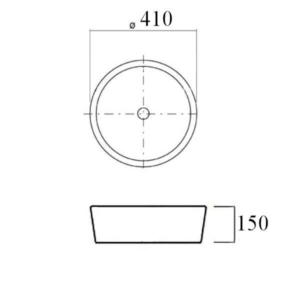 Чертеж Круглая накладная раковина AD-1032 - 1