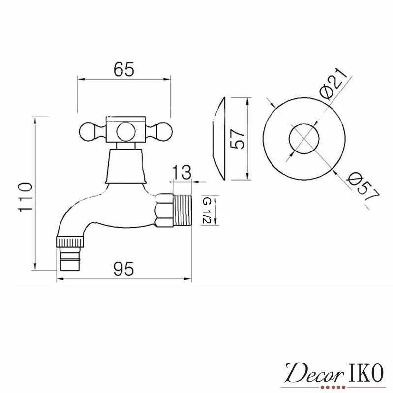 Кликните для увеличения Чертеж Кран для бани бронзовый FKS-01 - 1