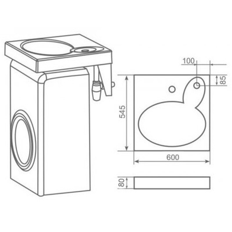 Схема установки раковины над стиральной машиной