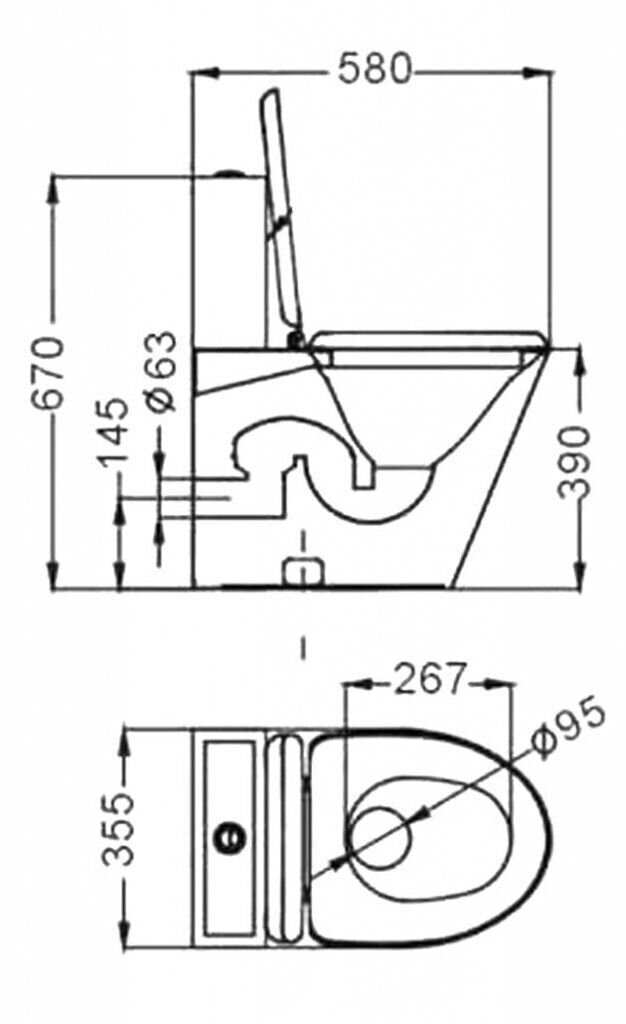 Чертеж Унитаз из нержавеющей стали STT-112B-98 - 1