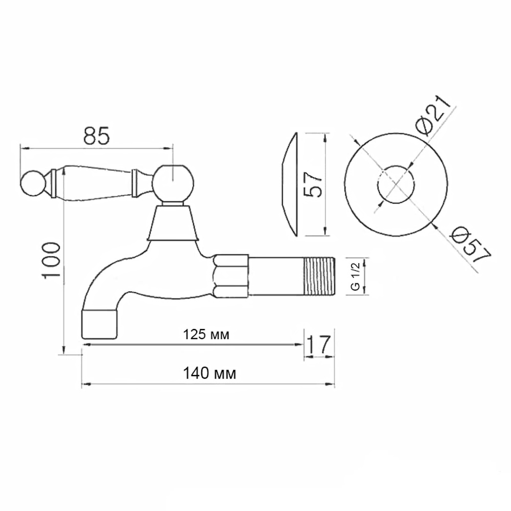Кран для бани FKS-4KN с ручкой из оникса, бронзовый - фото 8