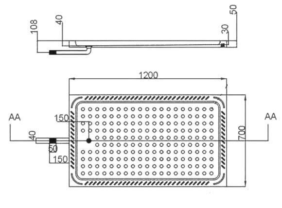 Чертеж Душевой поддон из нержавеющей стали ST-ST502-1200 - 1