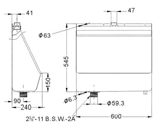 Чертеж Писсуар из нержавеющей стали UB-U302-W-L600 - 1