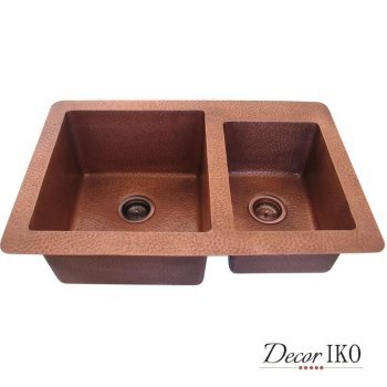 Двойная медная мойка для кухни KD-33231