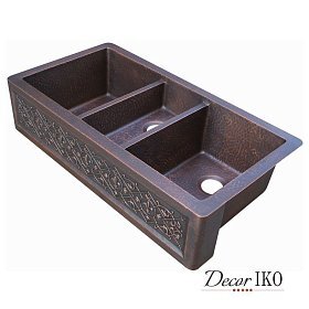 Тройная мойка из меди с фартуком KT-442310-2