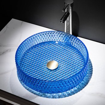Круглая синяя раковина из стекла RGS-06