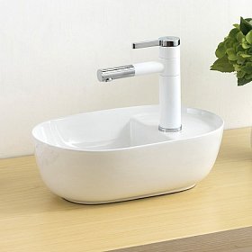 Раковина накладная NR-42, белая, узкая