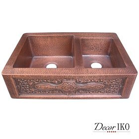 Двойная медная мойка для кухни KD-33233