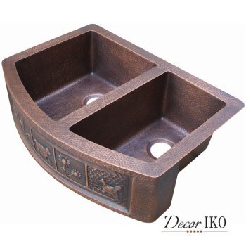 Двойная медная мойка для кухни KD-33249