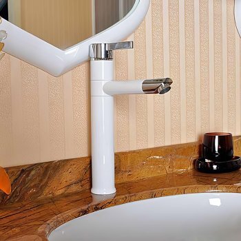 Смеситель для раковины WF-02 однорычажный, белый
