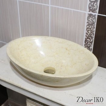 Раковина накладная из мрамора SS-050, овальная