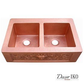 Двойная медная мойка для кухни KD-35229