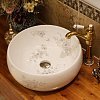 Раковина накладная AD-67, белая с рисунком