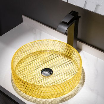 Круглая желтая раковина из стекла RGS-05