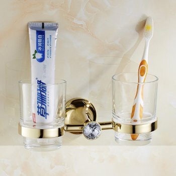 Двойной стакан для зубных щеток Sparkle Gold SGC-10