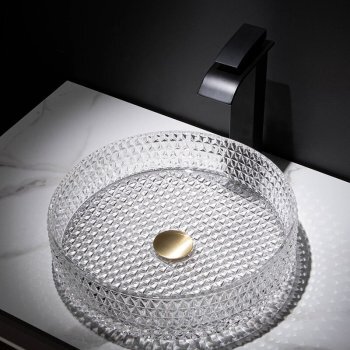 Круглая прозрачная раковина из стекла RGS-01