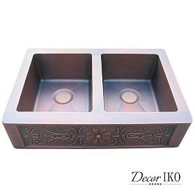 Двойная медная мойка для кухни KD-33228