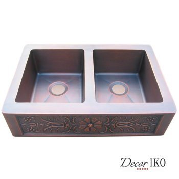 Двойная медная мойка для кухни KD-33228