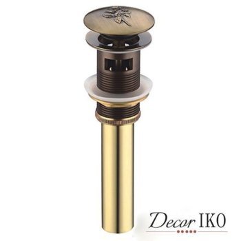 Донный клапан для раковины OS-00A08 бронзовый, с переливом