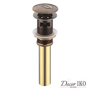 Донный клапан для раковины OS-00A10 бронзовый, с переливом