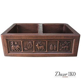 Двойная медная мойка для кухни KD-35228