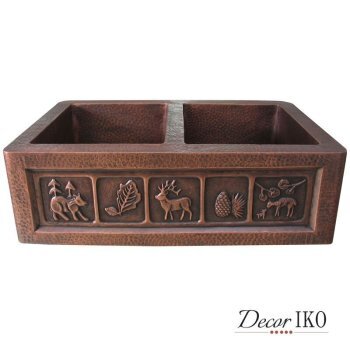 Двойная медная мойка для кухни KD-35228