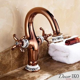 Смеситель для раковины RF-05 розовое золото