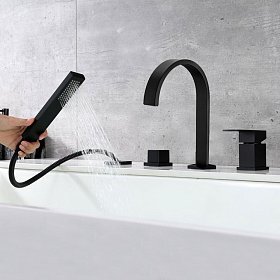 Смеситель на борт ванны FBB-85 на 4 отверстия, черный