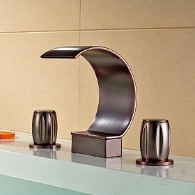 Смеситель для раковины CF-018 с каскадным изливом, на три отверстия, медный