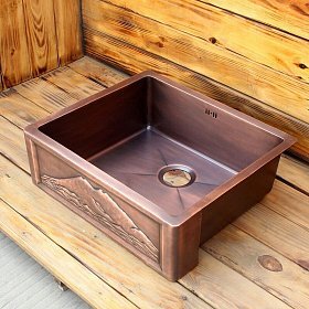 Медная мойка для кухни с фартуком KS-252211