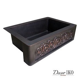 Медная мойка для кухни с фартуком KS-33229-1