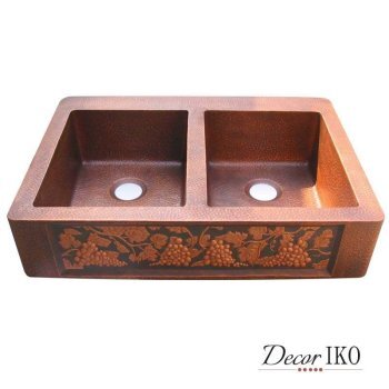 Двойная медная мойка для кухни KD-36258