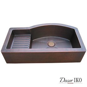 Медная мойка для кухни с фартуком DKS-39229-4