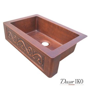 Медная мойка для кухни с фартуком KS-33229-4