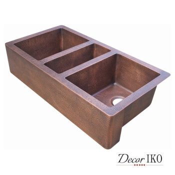Тройная мойка из меди с фартуком KT-442310-3