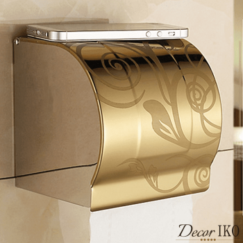 Диспенсер для туалетной бумаги DIP-2, золотой с рисунком