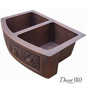 Двойная медная мойка для кухни KD-332211