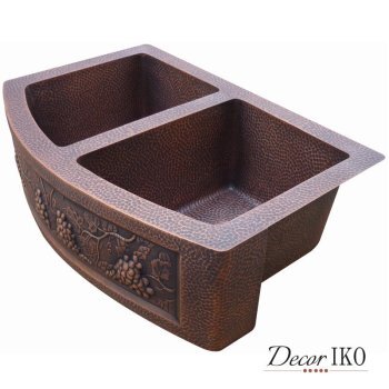 Двойная медная мойка для кухни KD-332211