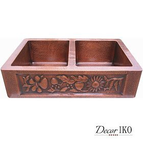 Двойная медная мойка для кухни KD-36229-2